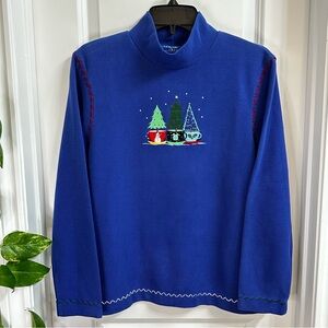 Onque Casuals Women’s Mock-neck Sweater w/Embroidered . Trees in Teacups Sz Sm